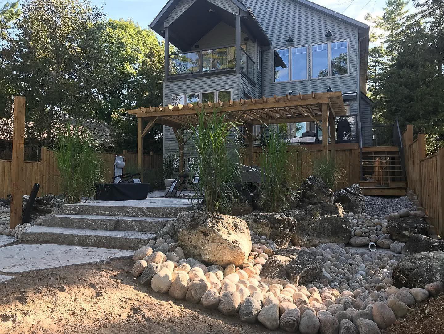 Site drainage design sloped property Simcoe County Ontario surface and subsurface