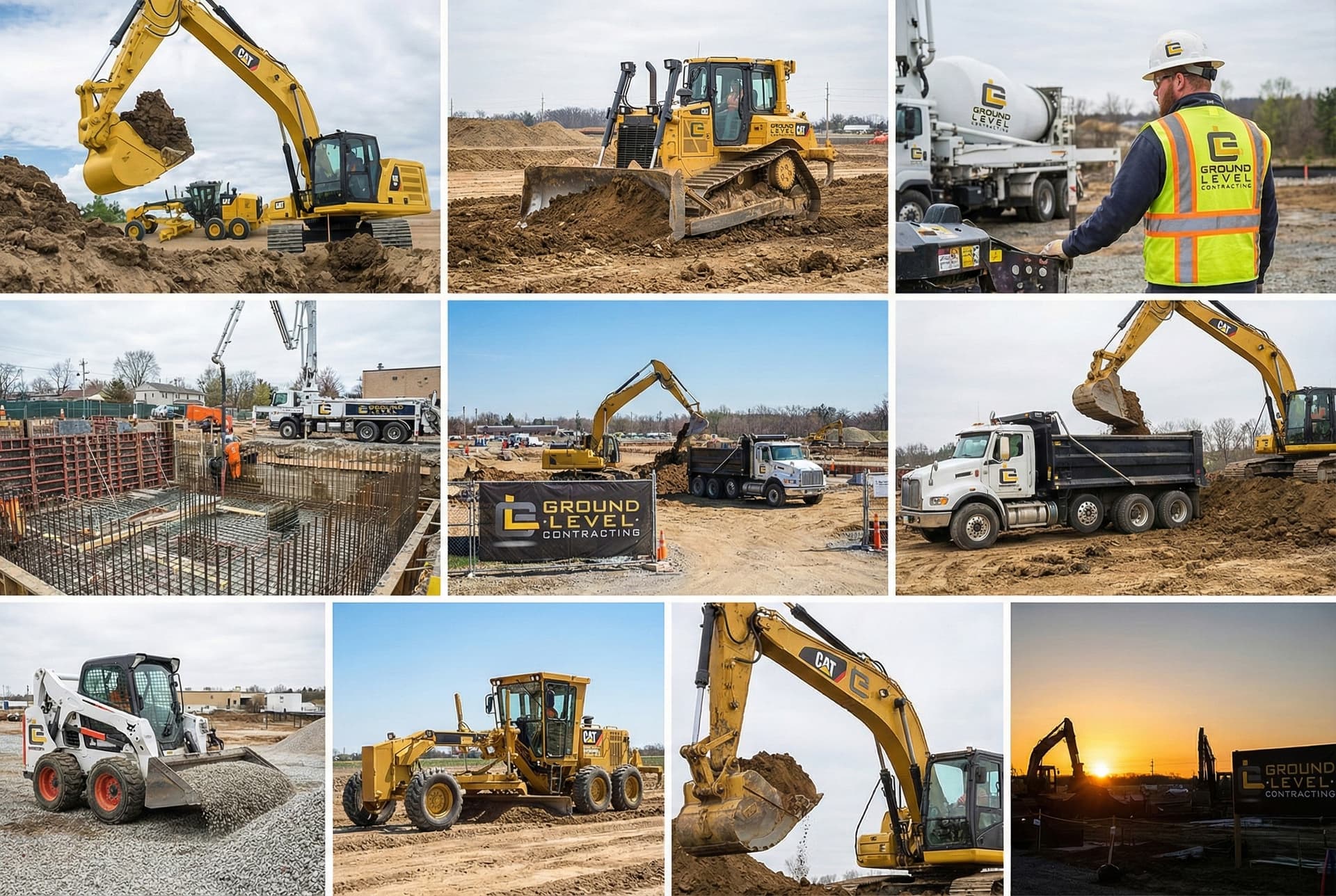 Structural footing excavation and trench line on a Barrie commercial site
