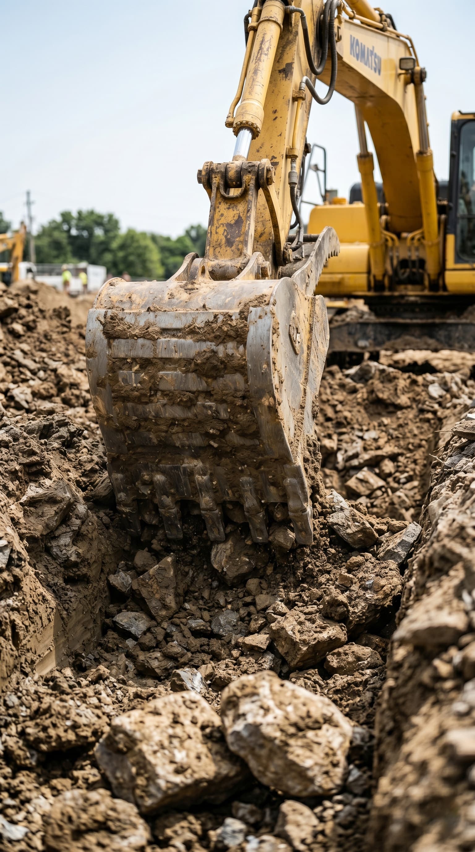 Trench and earthwork cut on a commercial development site in Simcoe County